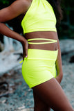 Neon Glow High Waist Shorts