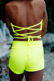 Neon Glow High Waist Shorts